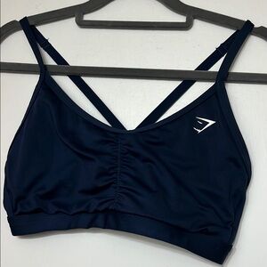 Gymshark Navy Ruched Sports Bra